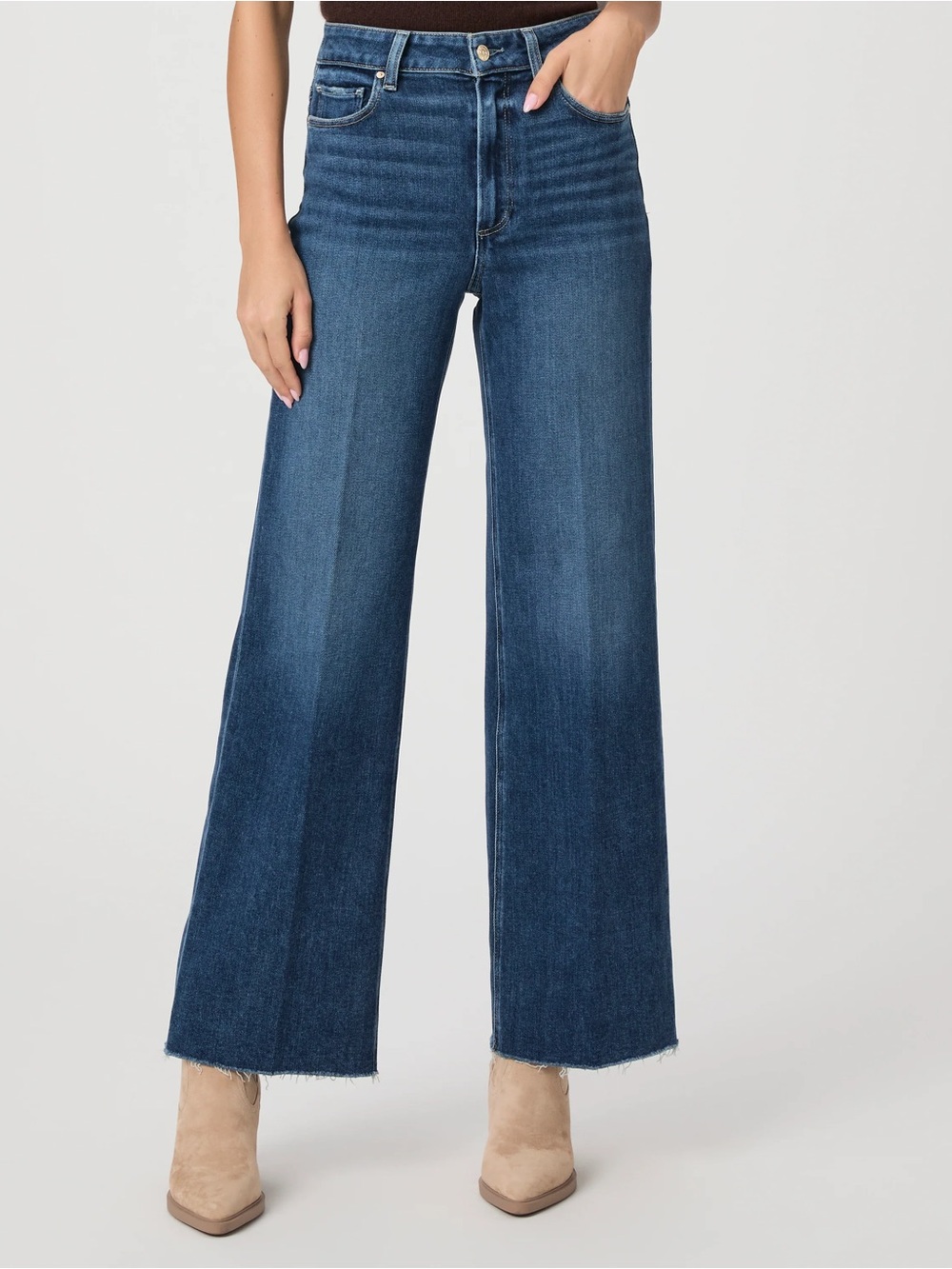 PAIGE Anessa High-Rise Wide-Leg Raw-Hem Crop Jeans Size 29
